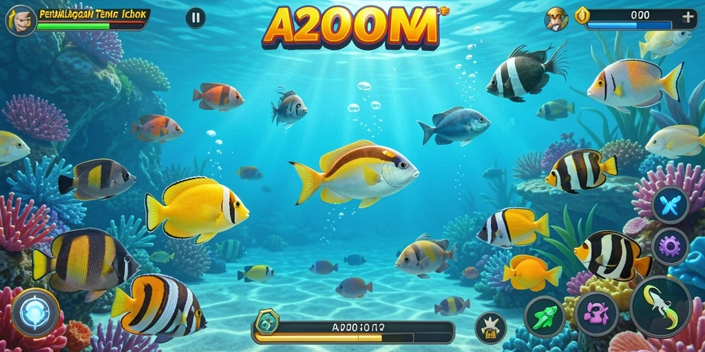 Tangkapan layar gameplay A200M menampilkan aksi seru Tembak Ikan.