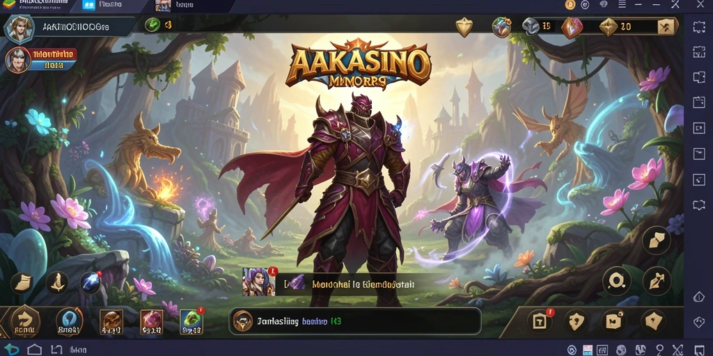 Screenshot utama AAKASINO menampilkan pertempuran epik di dunia MMORPG.