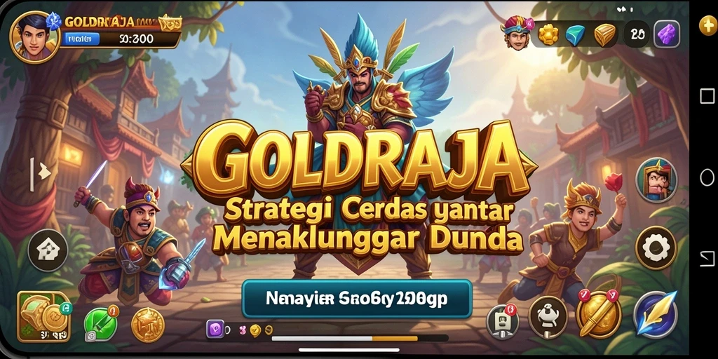 Tangkapan layar utama <strong>GOLDRAJA</strong> menampilkan pertempuran strategis yang mendebarkan.