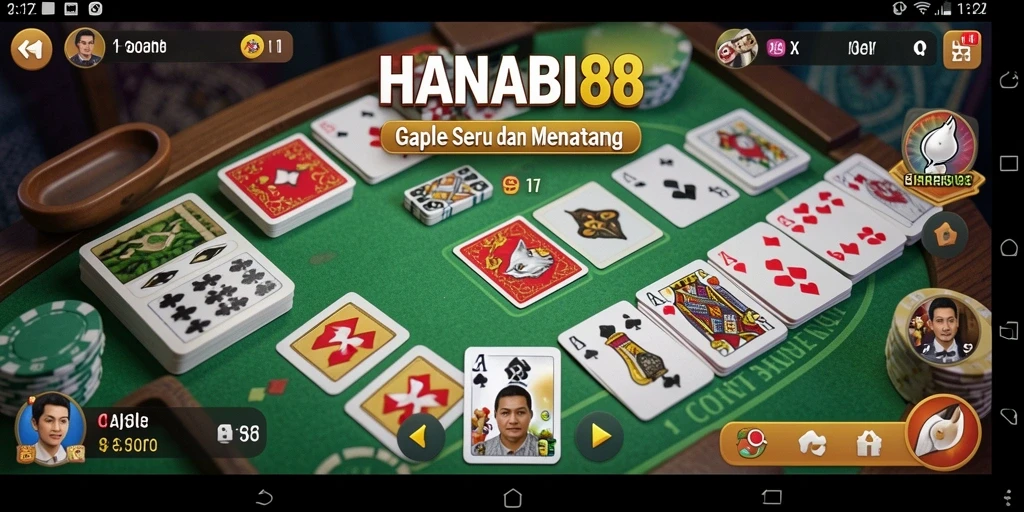 Screenshot gameplay HANABI88 dengan pemain menikmati permainan Gaple.