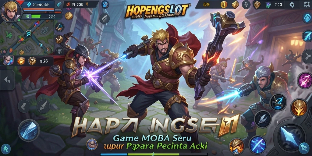 Tampilan gameplay HOPENGSLOT yang seru dalam pertempuran MOBA.