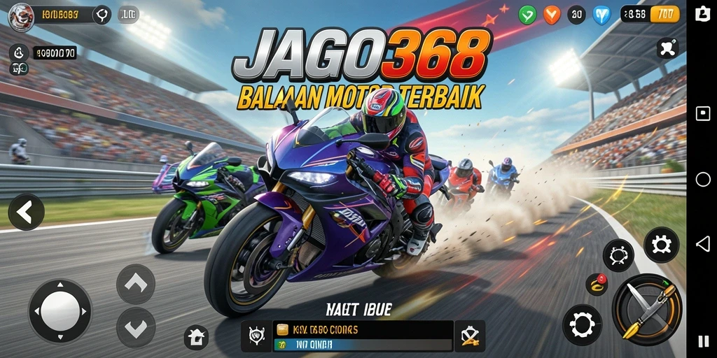 Tampilan mendebarkan gameplay balapan motor di JAGO368.