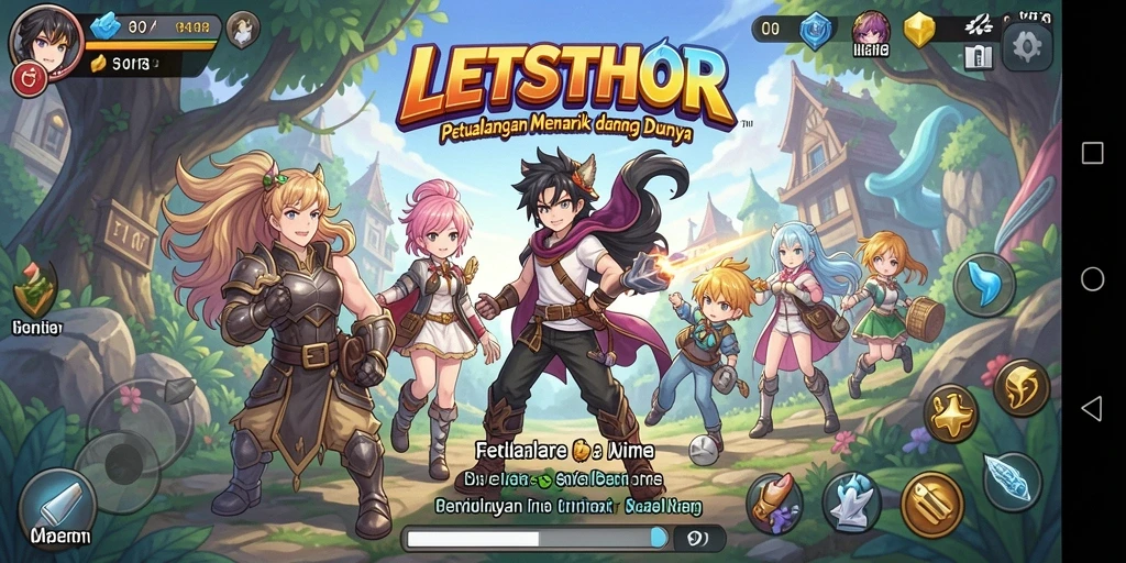 Gameplay LETSTHOR yang penuh aksi dan petualangan Anime.
