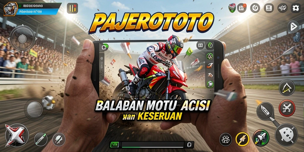 Tampilan gameplay PAJEROTOTO yang mendebarkan saat balapan motor.