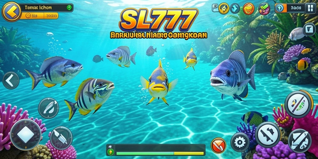 Tampilan gameplay SL777 dengan aksi menembak ikan yang menegangkan.