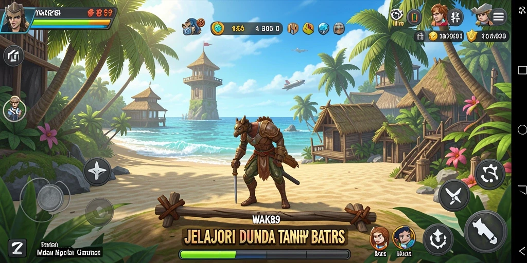 Screenshot gameplay WAK89 menunjukkan eksplorasi dunia yang luas dan indah.